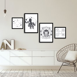 Wallity Cuadro Decorativo de 4 Piezas en MDF y PVC Multicolor